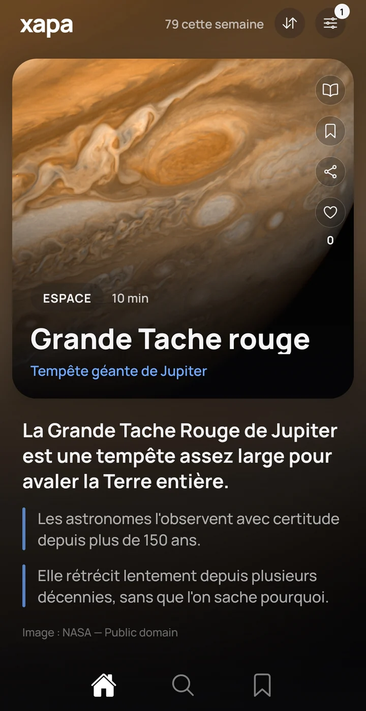Capture de l'application xapa : fiche « Grande Tache rouge »