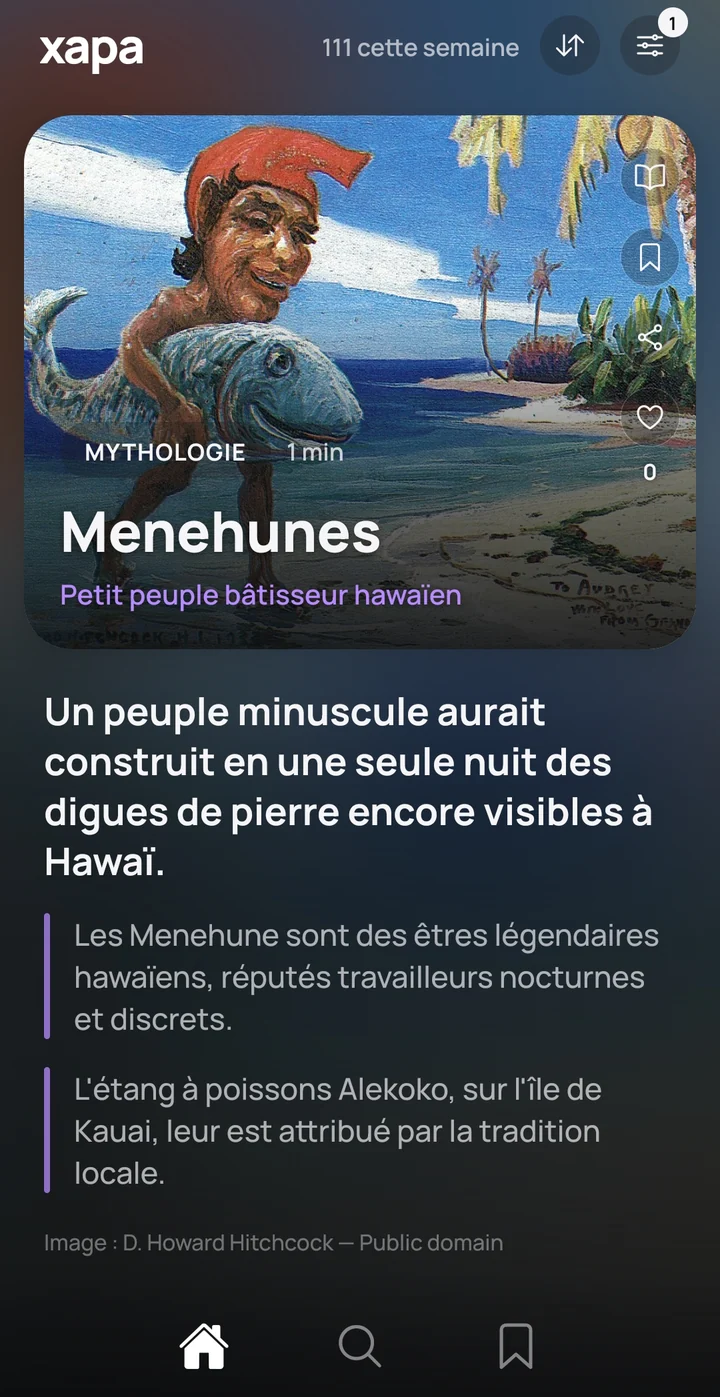 Capture de l'application xapa : fiche « Menehunes »